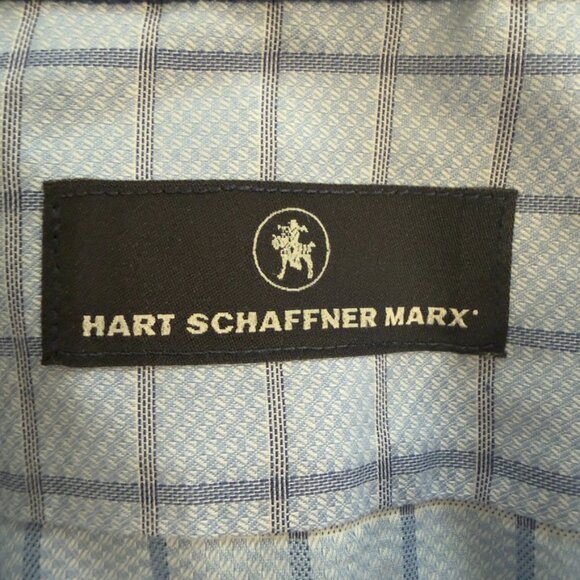 Hart Schaffner Marx Light Blue Windowpane Dress Shirt – Size Large - Picture 5 of 13